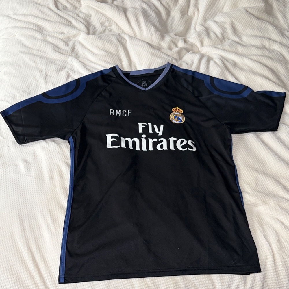 Real Madrid Ronaldo Black and Blue Soccer Jersey